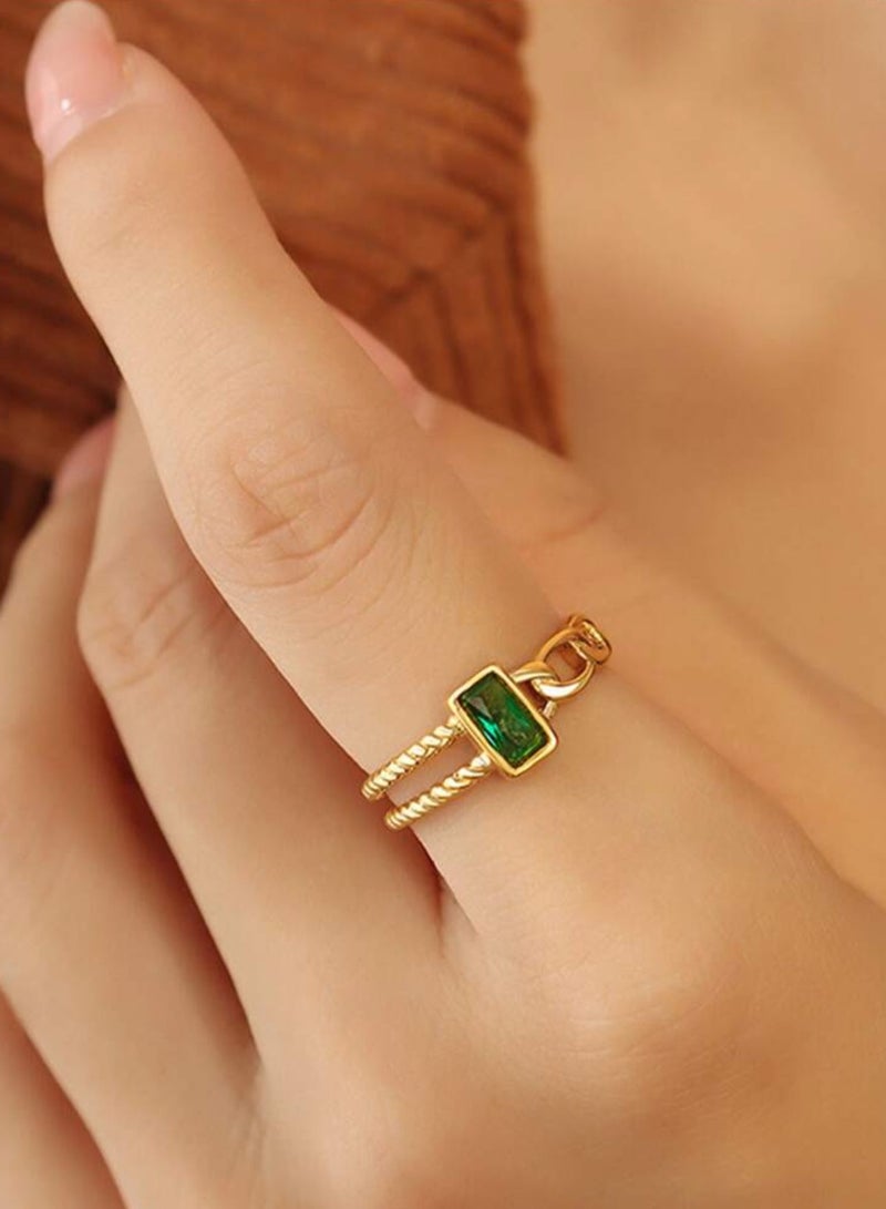 إيكوال خاتم نسائي أنيق باللون الذهبي بمقاس موحد - Image 1