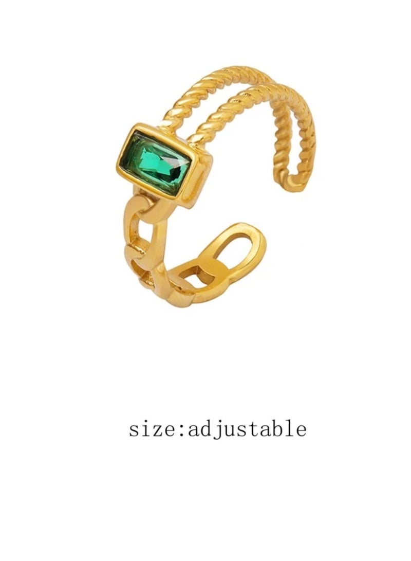 إيكوال خاتم نسائي أنيق باللون الذهبي بمقاس موحد - Image 3