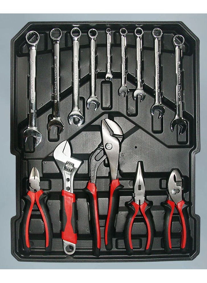 DubaiGallery Steel Tool Box With Hand Tool Sets For Garage Storage Tool Cabinet Trolley Box - Image 2