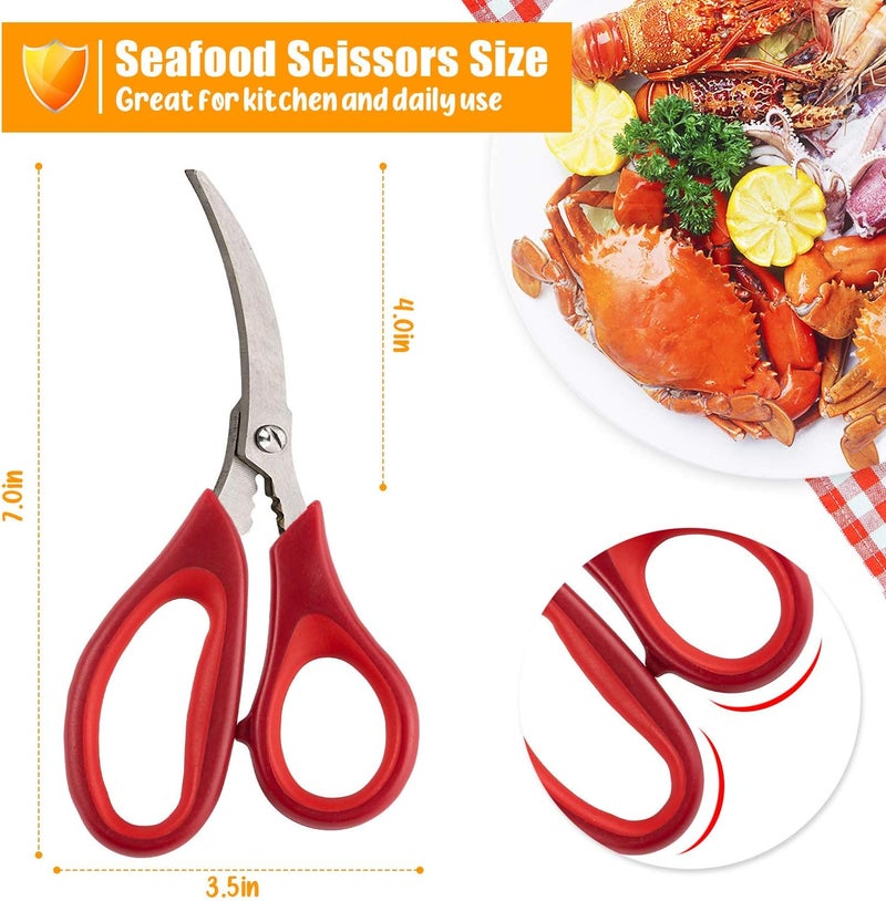 TORINALITAL Kitchen Seafood Scissor for Crab Legs, 4 Pack Crab Leg Lobster Shell Cracker, Lobster Shrimp Crayfish Crawfish Scissors Fish Scissors, Seafood Crab Legs Crackers and Tools - Image 4