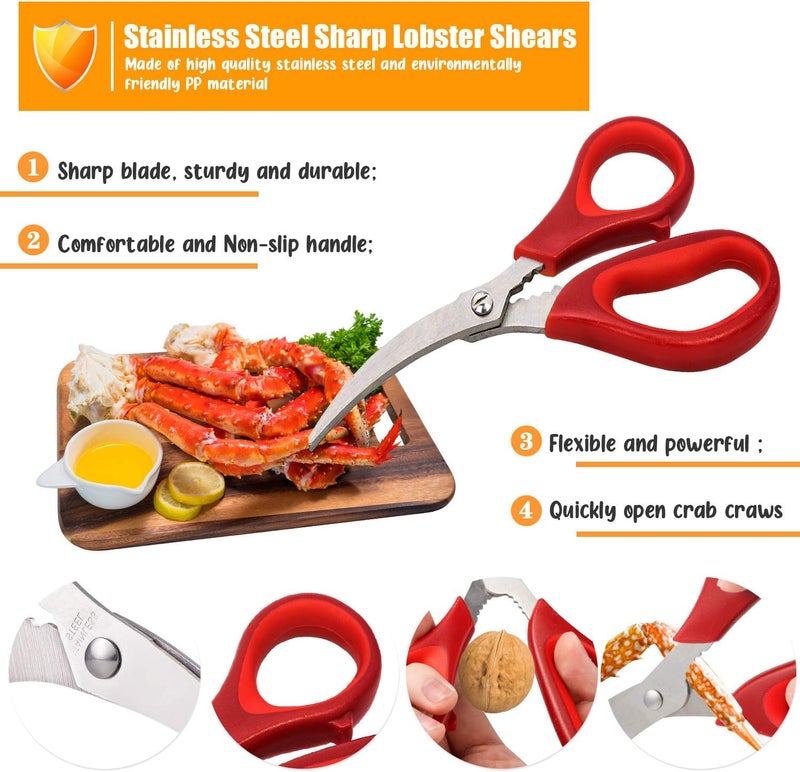 TORINALITAL Kitchen Seafood Scissor for Crab Legs, 4 Pack Crab Leg Lobster Shell Cracker, Lobster Shrimp Crayfish Crawfish Scissors Fish Scissors, Seafood Crab Legs Crackers and Tools - Image 3