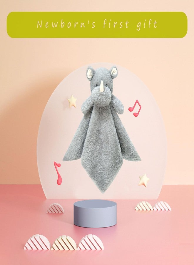 Doindute Baby Gray Rhino Soft Stuffed Animal Security Blanket, Plush Rhino Character Lovey Blanket, Baby Shower/Nursery Gift, Newborn Infant Toddler Snuggle Blankie for Girls Boys, 14 Inches - Image 4