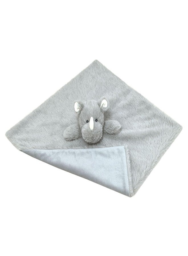 Doindute Baby Gray Rhino Soft Stuffed Animal Security Blanket, Plush Rhino Character Lovey Blanket, Baby Shower/Nursery Gift, Newborn Infant Toddler Snuggle Blankie for Girls Boys, 14 Inches - Image 3