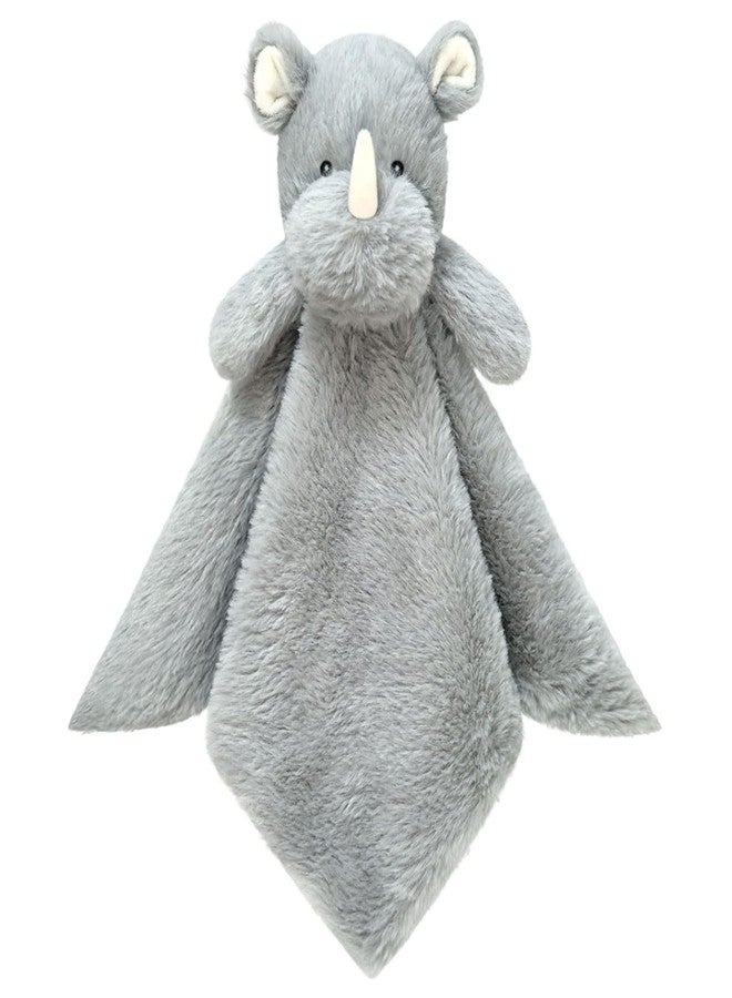 Doindute Baby Gray Rhino Soft Stuffed Animal Security Blanket, Plush Rhino Character Lovey Blanket, Baby Shower/Nursery Gift, Newborn Infant Toddler Snuggle Blankie for Girls Boys, 14 Inches - Image 1