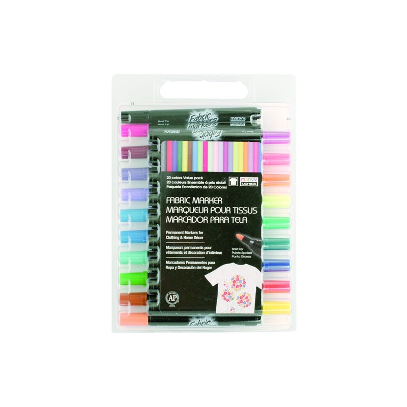 Uchida Marker Fabric Broad Tip 20 Pack Bold Colors