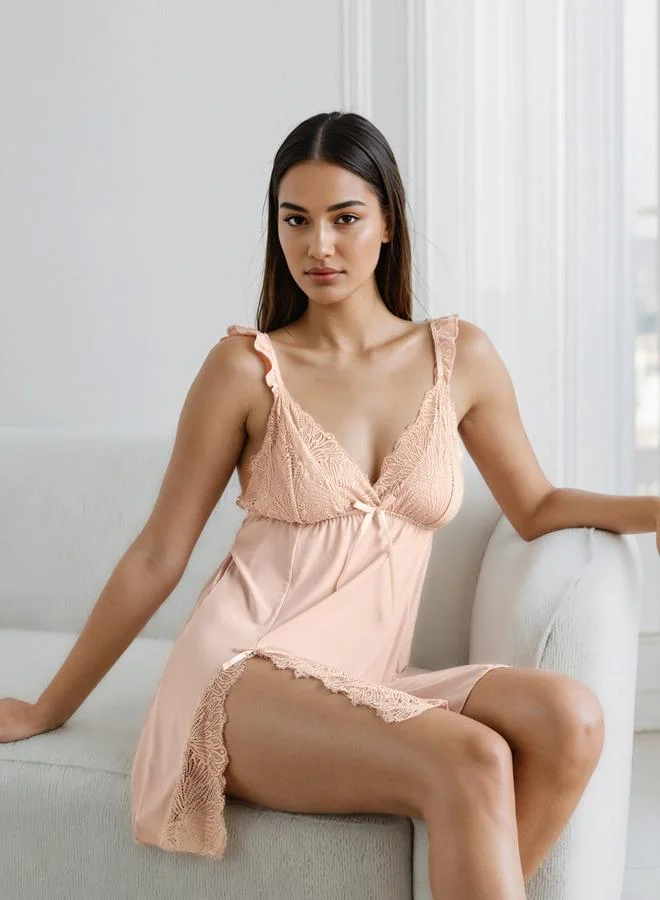 سبلاش فيڤ لانجري دانتيل بشك مزخرف مع ثونج