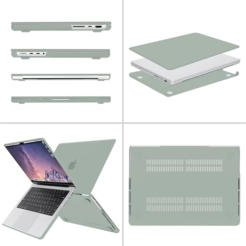 MOSISO Compatible with MacBook Pro 14 inch Case 2025 2024 2023 2022 2021 M5 M4 M3 M2 M1 A3434 A3112 A3185 A3401 A2918 A2992 A2779 A2442, Hard Shell&Keyboard Cover&Screen Film&Pouch, Antique Green - Image 5