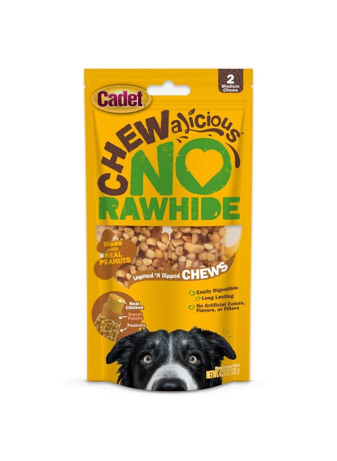 Cadet Cadet Chewalicious Layered 'N Dipped with Peanuts, Rawhide-Free Dog Chews, Limited-Ingredient & Long-Lasting Chew Treats for Dogs, Made with Real Chicken, Peanut Flavor, 2 Pack  - Image 1