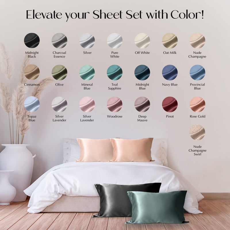 Colorado Home Co Colorado Home Co Mulberry Silk Pillowcase for Hair and Skin - 22 Momme  100% Natural Silk with Hidden Zipper - Anti Aging  Anti Acne Dual Sided King Size Silk Pillowcase - Silver Quartz - 1 Pack  - Image 4