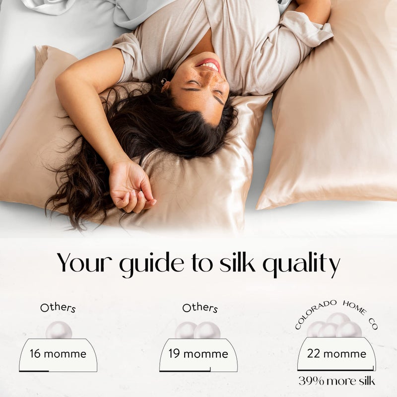 Colorado Home Co Colorado Home Co Mulberry Silk Pillowcase for Hair and Skin - 22 Momme  100% Natural Silk with Hidden Zipper - Anti Aging  Anti Acne Dual Sided King Size Silk Pillowcase - Silver Quartz - 1 Pack  - Image 5