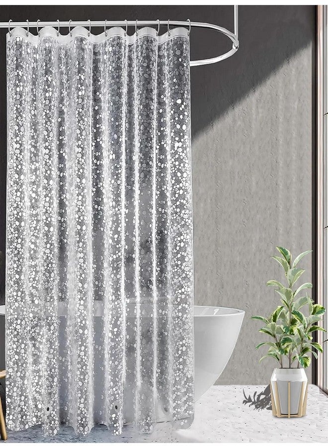 Kuber Industries AC Curtain | PVC Door Window Curtain | Curtains for Door | Curtain for Bathroom | Window Blackout Curtain | Shower Curtain with 8 Rings | 9 Feet | Stone Print | Transparent - Image 1