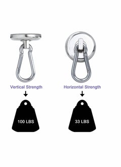 KASTWAVE Carabiner Magnetic Hooks, KASTWAVE 100LBS Strong Heavy Duty Neodymium Magnet Hooks with Swivel Carabiner Hook, Great for Your Kitchen, Refrigerator and Other Magnetic Surfaces (4 Pack) Silvery  - Image 5
