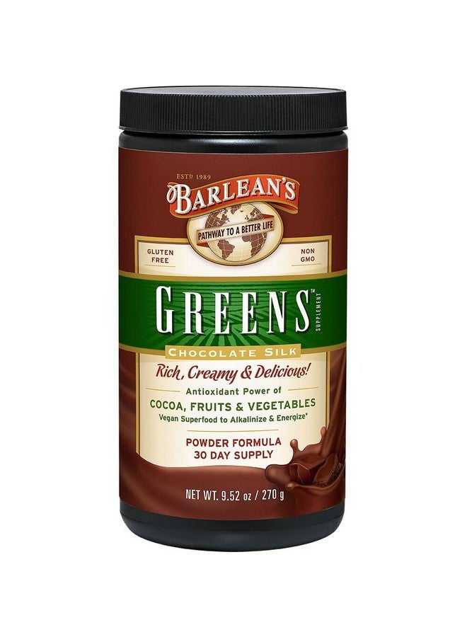 BARLEAN'S Chocolate Silk Greens Powder With Rich Chocolate Taste And Antioxidants Vegan Nongmo Glutenfree 9.52 Oz - Image 2