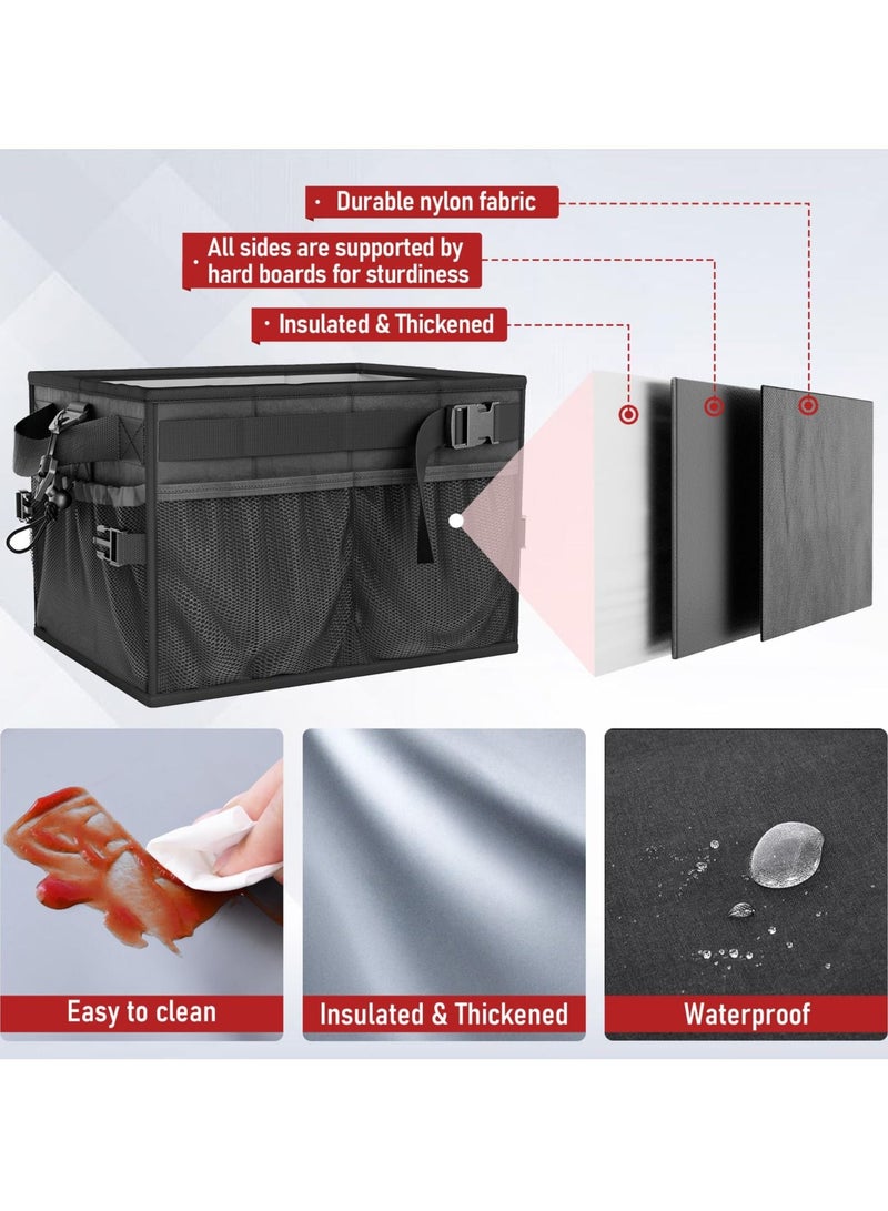 SYOSI حامل الشواء، سلة نزهة قابلة للطي للتخييم في الهواء الطلق، منظم أدوات الشواء ملحقات ضرورية للشواء، التخييم، منظم تخزين الشواء في الهواء الطلق (أسود) - Image 4