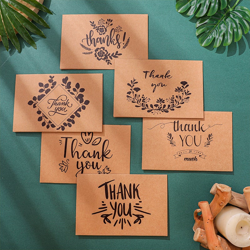 Vintage Leather Thank You Cards Set of 6 with Envelopes S535# 