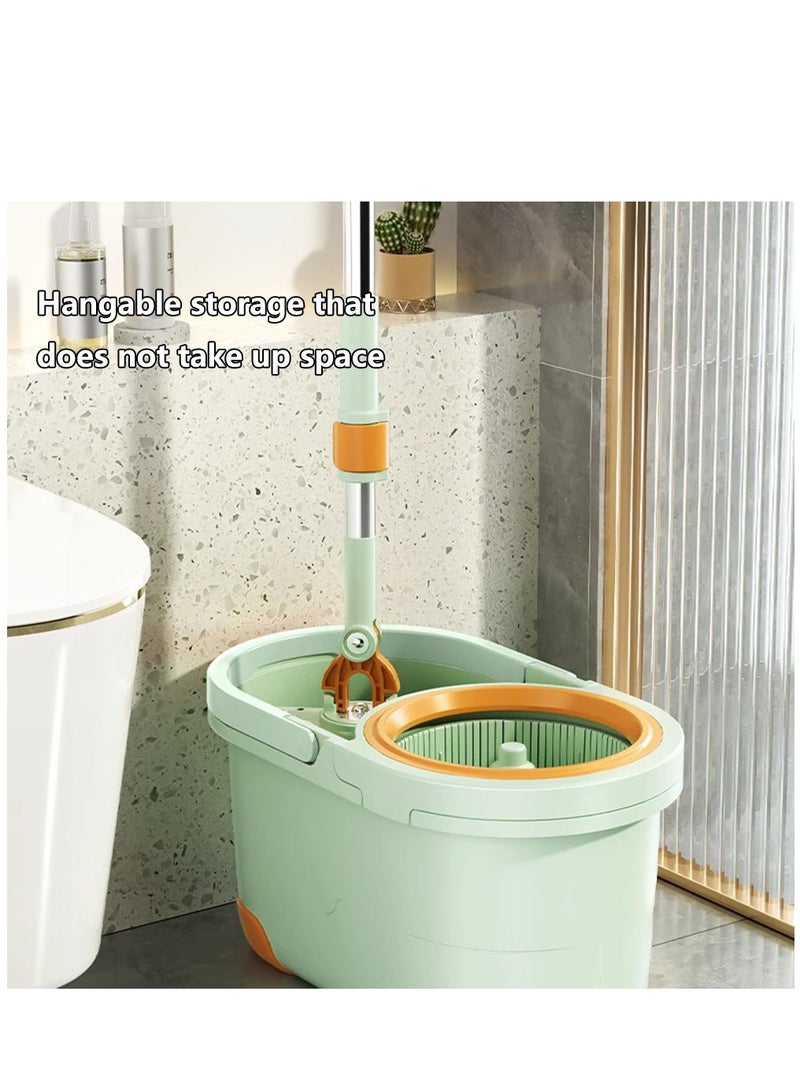 Arabest Spin Mop Bucket with Wringer System Extended Mop Handle Mop and Bucket for Floors Cleaning with 2 Replacement Head - Image 2