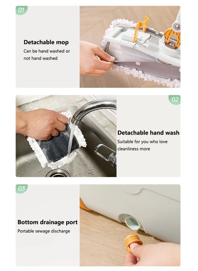 Arabest Spin Mop Bucket with Wringer System Extended Mop Handle Mop and Bucket for Floors Cleaning with 2 Replacement Head - Image 4