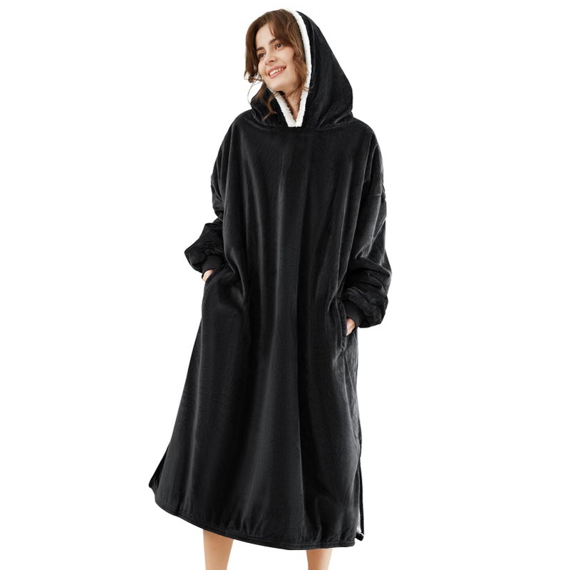 LetsFunny Blanket Hoodie Oversized Wearable Sherpa Fleece Blanket Sweatshirt Super Soft Warm Cozy with Giant Pocket Gifts for Women Men Adults Teenagers Kids  One Size Fits All