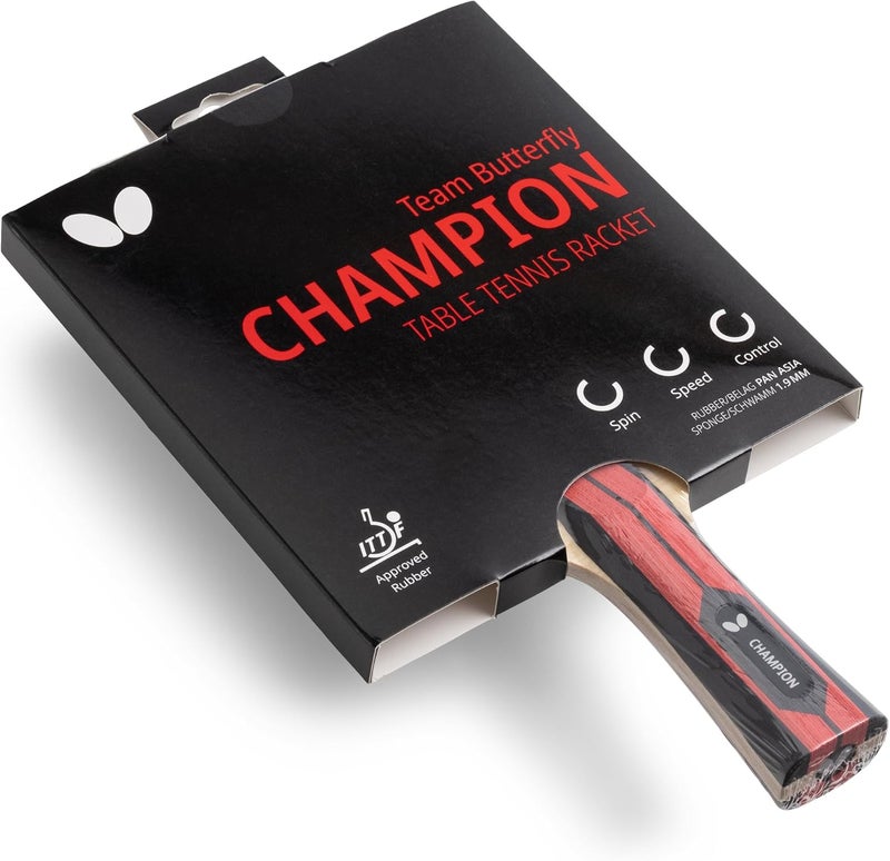 Butterfly Team Champion Table Tennis Bat, Professional Table Tennis Bat for Advanced & Experienced Players, ITTF Approved for Competitions, Black, Red, Concave - Image 5