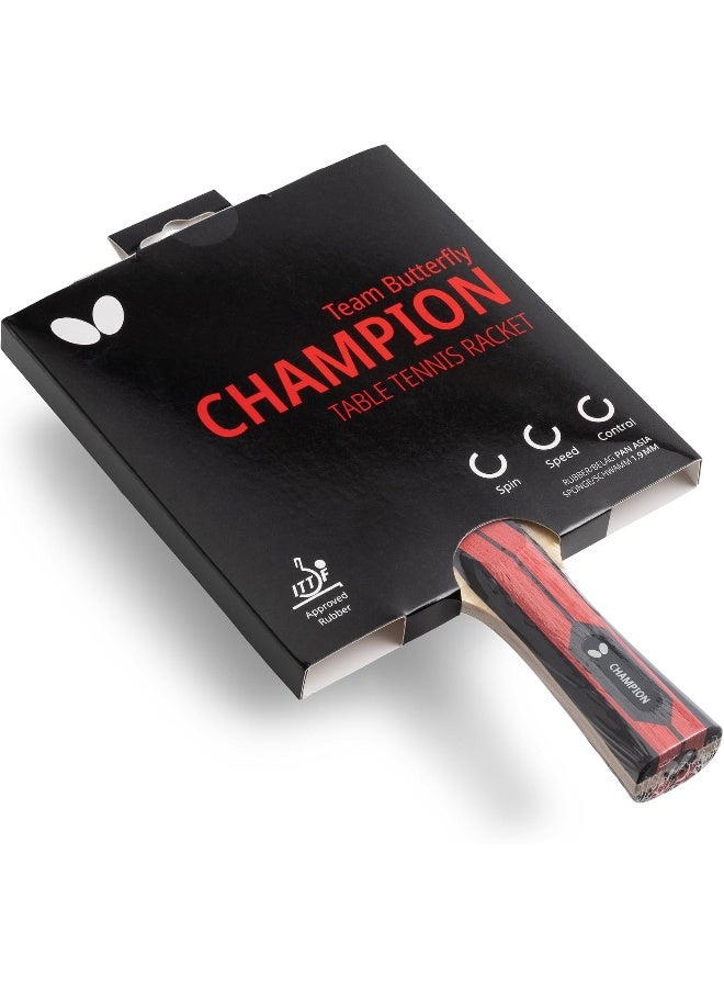 Butterfly Team Champion Table Tennis Bat, Professional Table Tennis Bat for Advanced & Experienced Players, ITTF Approved for Competitions, Black, Red, Concave - Image 5
