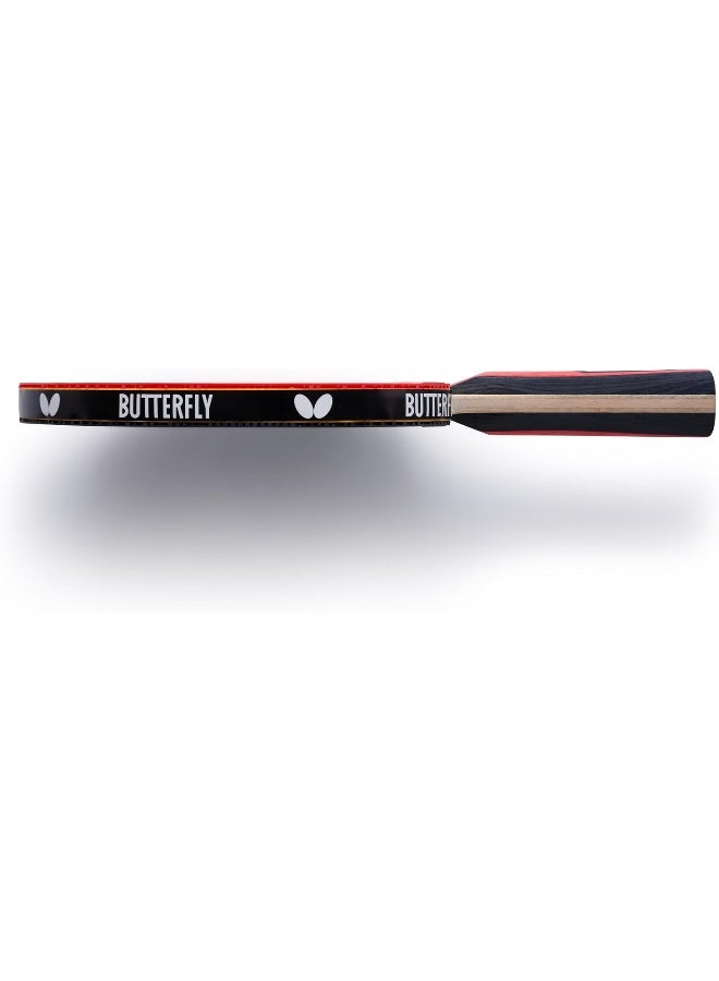 Butterfly Team Champion Table Tennis Bat, Professional Table Tennis Bat for Advanced & Experienced Players, ITTF Approved for Competitions, Black, Red, Concave - Image 4