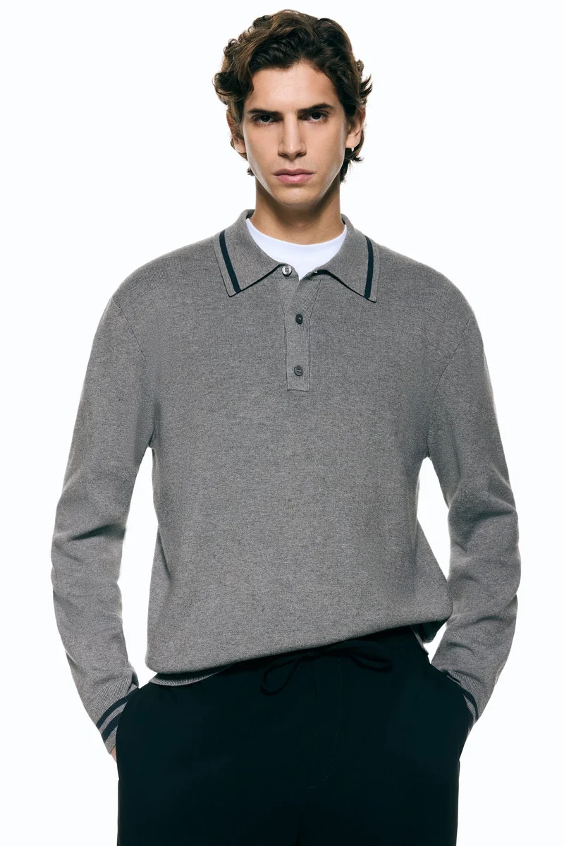 H&M Relaxed Fit Long-sleeved Polo shirt