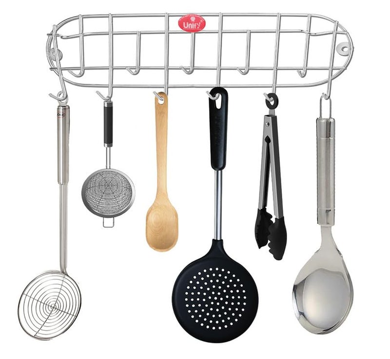 Unify Combo 2 Pieces Stainless Steel Cloth Hanger for Wall 11 Hooks, Wall Hook, Bathroom Hanger, Kitchen Tools Hanging, Ladle Cradle (36 cm) (Silver, Pack of 2) - Image 4