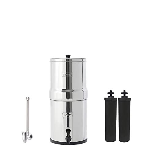 Big Berkey GravityFed Water Filter System with 2 Black Berkey Elements Plus Deluxe 7 Stainless Steel Water View Spigot