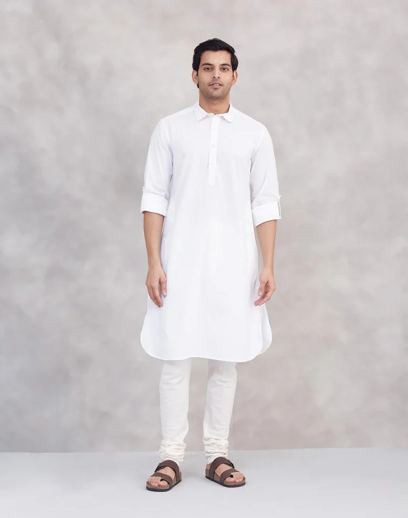Fabindia White Cotton Pathani