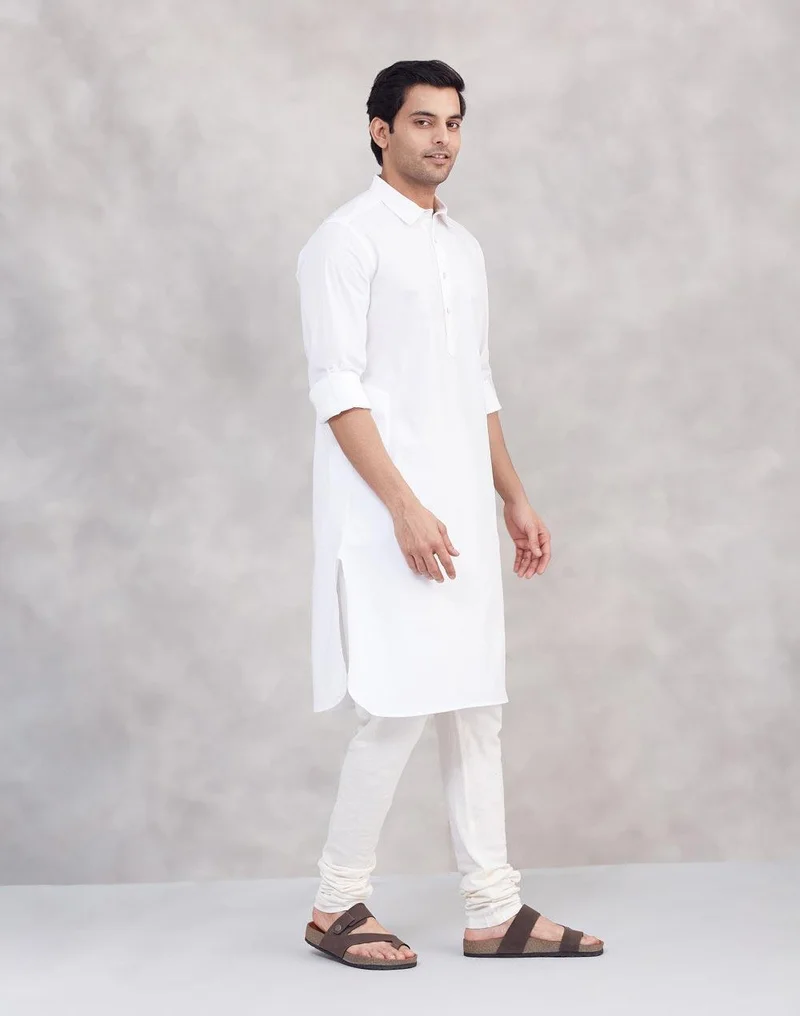 Fabindia  White Cotton Pathani for Men | Best Price UAE