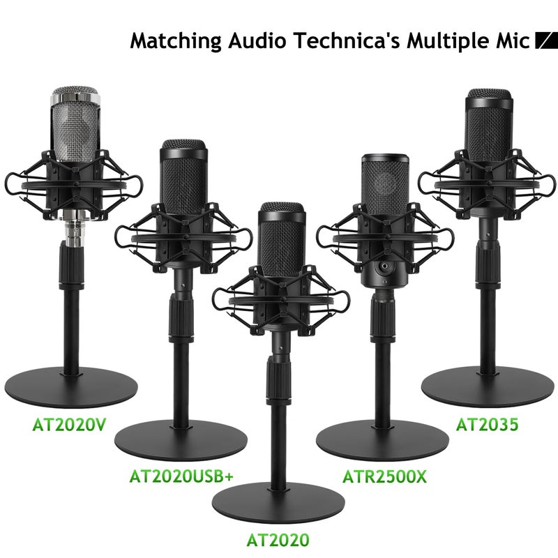 Frgyee Upgraded AT2020 Desktop Mic Stand, Adjustable Mic Stand Desk with Shock Mount and Foam Windscreen for Audio Technica AT2020 AT2020USB+ AT2035 ATR2500 Condenser Mic - Image 2