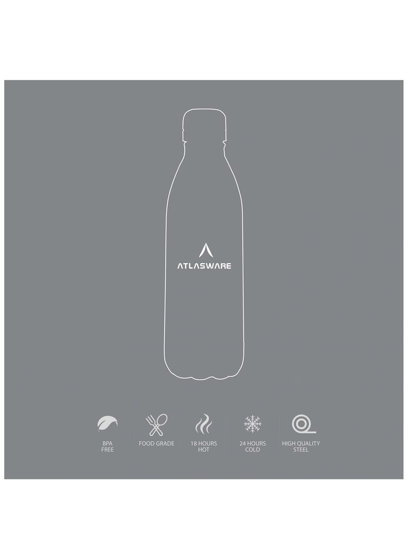 Atlasware Atlasware Stainless Steel Vacuum Bottle, 1000 ml - Matt Steel  - Image 5