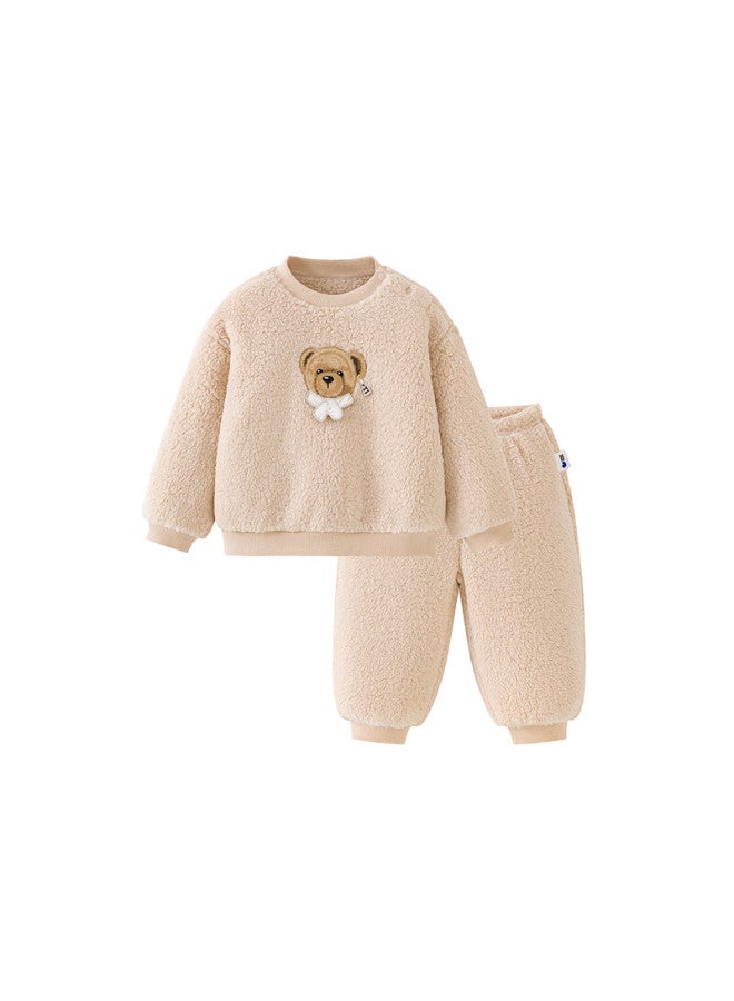 Minibala Teddy Bear Ip Collaboration Children's Homewear Set Baby Double-sided Fleece Pajamas Autumn Winter Edition - Image 2