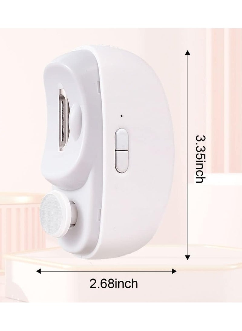 كيوومي قلامة أظافر كهربائية، 2 في 1 قلامة أظافر كهربائية أوتوماتيكية لتلميع الأظافر الكهربائية مع إضاءة ， قاطعة أظافر كهربائية محمولة قابلة للشحن ， أداة تشذيب الأظافر ， قاطعة أظافر للرضع والأطفال والكبار وكبار السن ， أبيض - Image 2