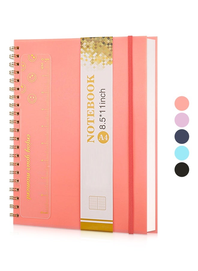 HOME-MART Notebook, A4 Large Pink Notebooks for Women Men, 8.5” X 11” Spiral Notebook Journal, College Ruled Lined Journal, 80 GSM Paper, Plastic Hardcover Spiral Bound Journals for Work, School - Image 1