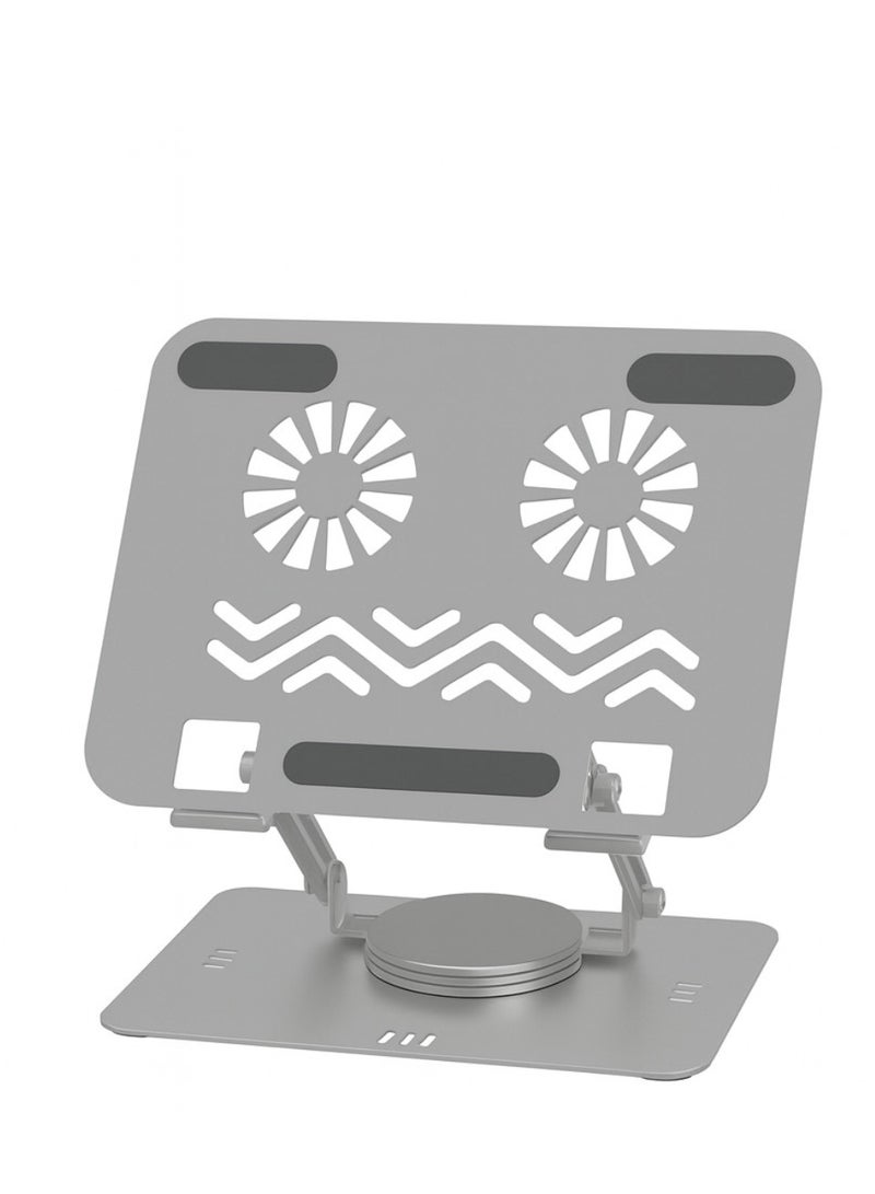 طلال حامل طاولة للكمبيوتر المحمول - هيكل معدني، قابل للدوران 360 درجة وتعديل الزاوية، قاعدة سيليكون مانعة للانزلاق، حامل مكتب قابل للطي والحمل لأجهزة الكمبيوتر المحمولة/الأجهزة اللوحية - Image 1