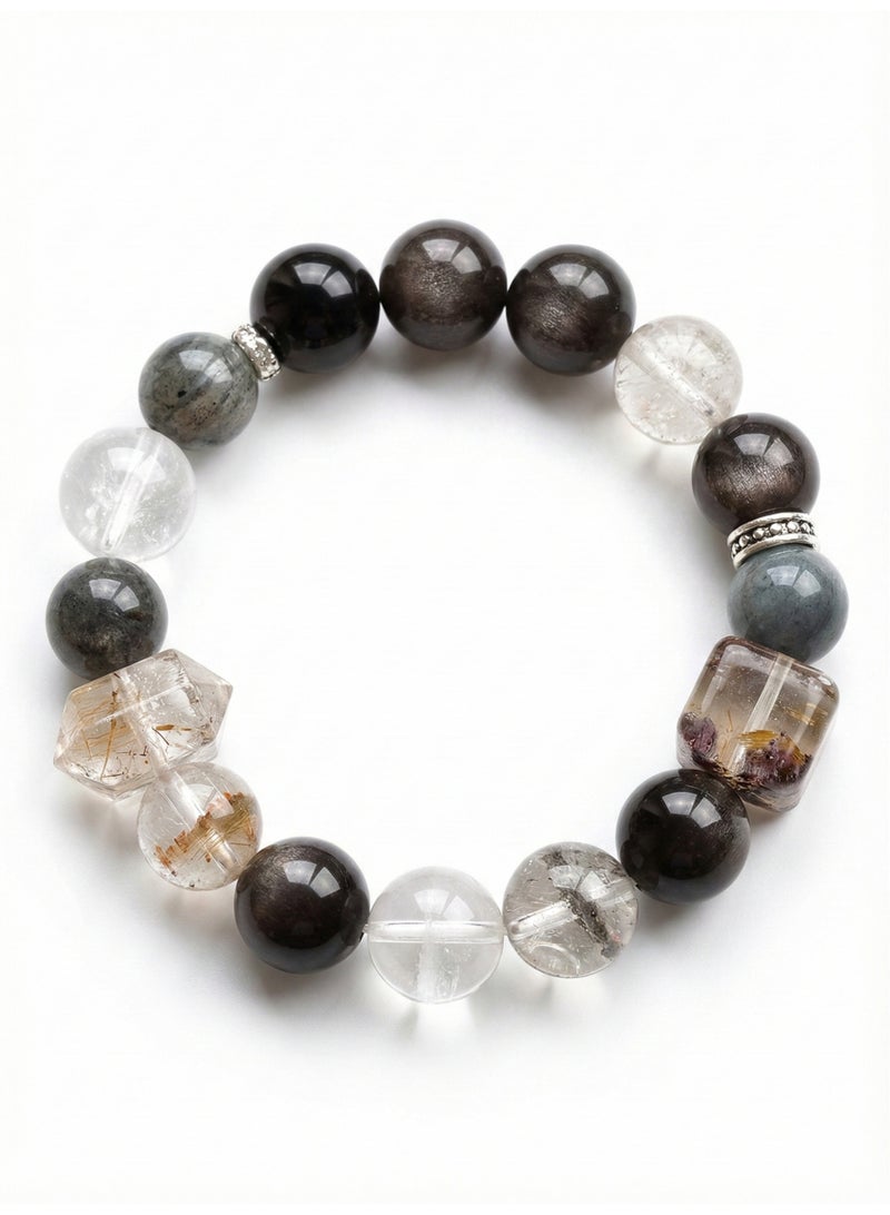 سوار من الكريستال الطبيعي - يساعد على تعزيز الحظ والثروة - سوار رجالي، هدية مثالية للرجال، مقاس قابل للتعديل، مناسب للجميع. - Image 5