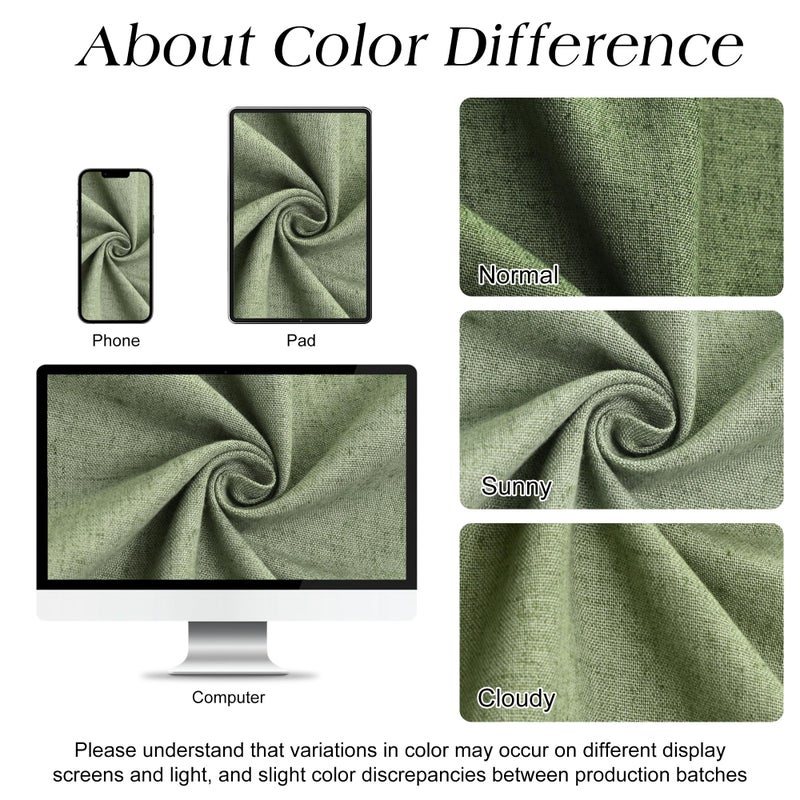 Naturoom Sage Green Shower Curtain, Neutral Linen Boho Farmhouse Rustic Vintage Country Spring Summer Themed Bath Decor Weighted Fabric Green Minimalist Cloth Shower Curtains for Bathroom, 72Wx72H - Image 4