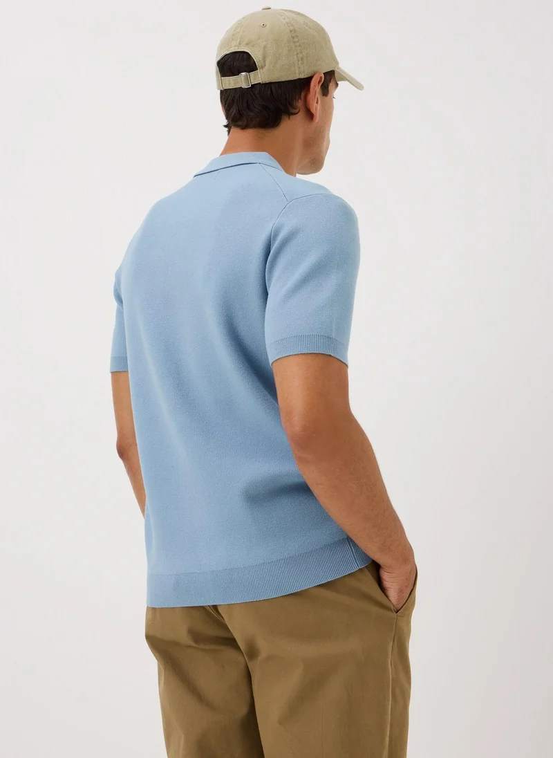 ماتلان Blue Knitted Polo Shirt