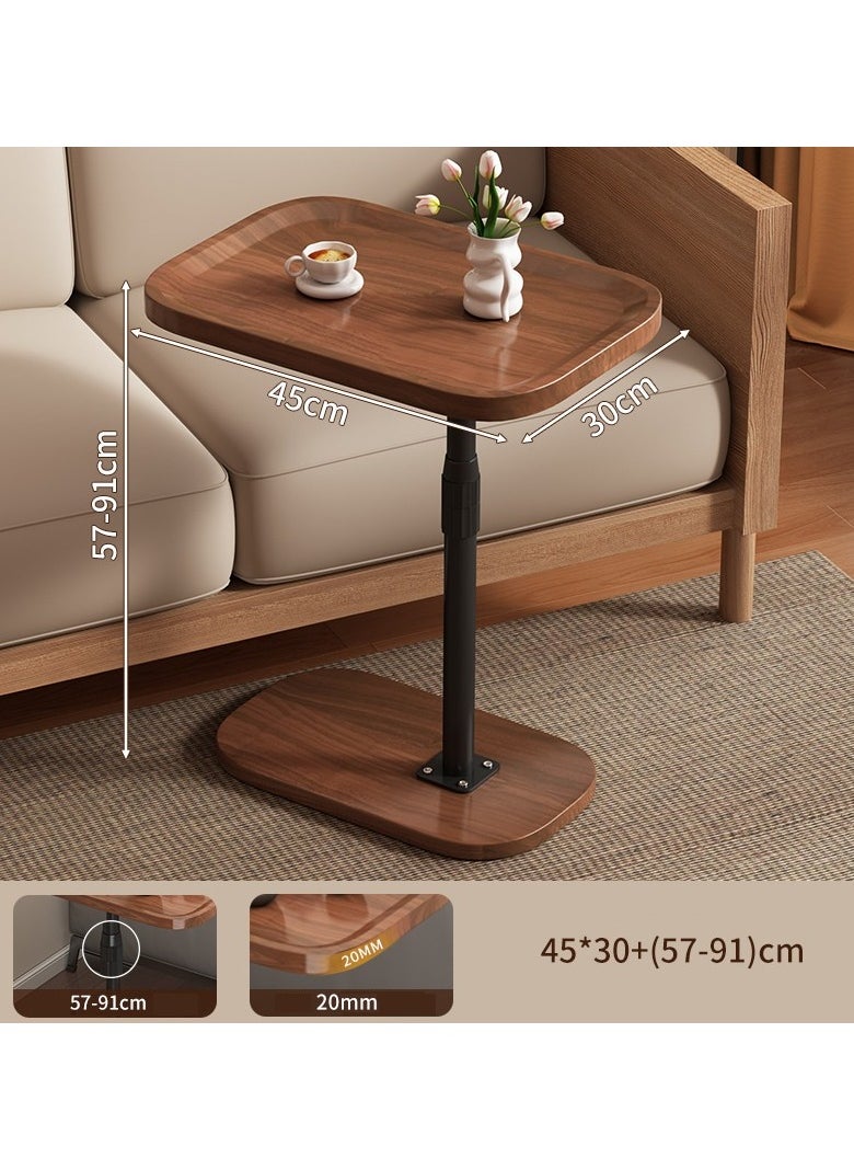 Home Side Coffee Tables for Small Spaces Sofa Side Table Tray End Lip Around Table Adjustable Height(57cm-91cm) Walnut Grain Table Top