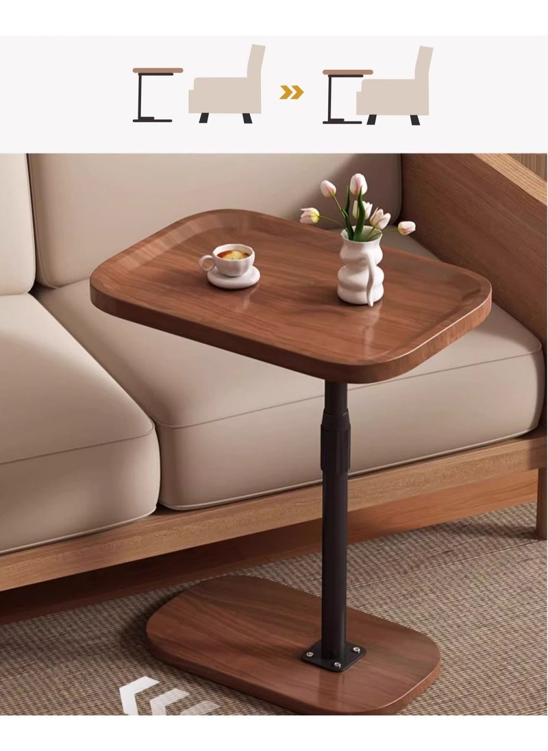 Home Side Coffee Tables for Small Spaces Sofa Side Table Tray End Lip Around Table Adjustable Height(57cm-91cm) Walnut Grain Table Top