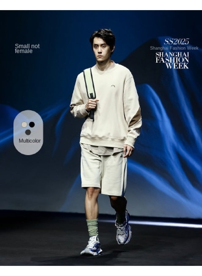 HLA Where There Is A Mountain Series】spring/autumn Round Neck Pique Knit Men's Sweatshirt, Same As Runway Style - Image 1