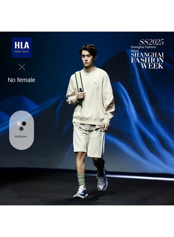 HLA Where There Is A Mountain Series】spring/autumn Round Neck Pique Knit Men's Sweatshirt, Same As Runway Style - Image 2