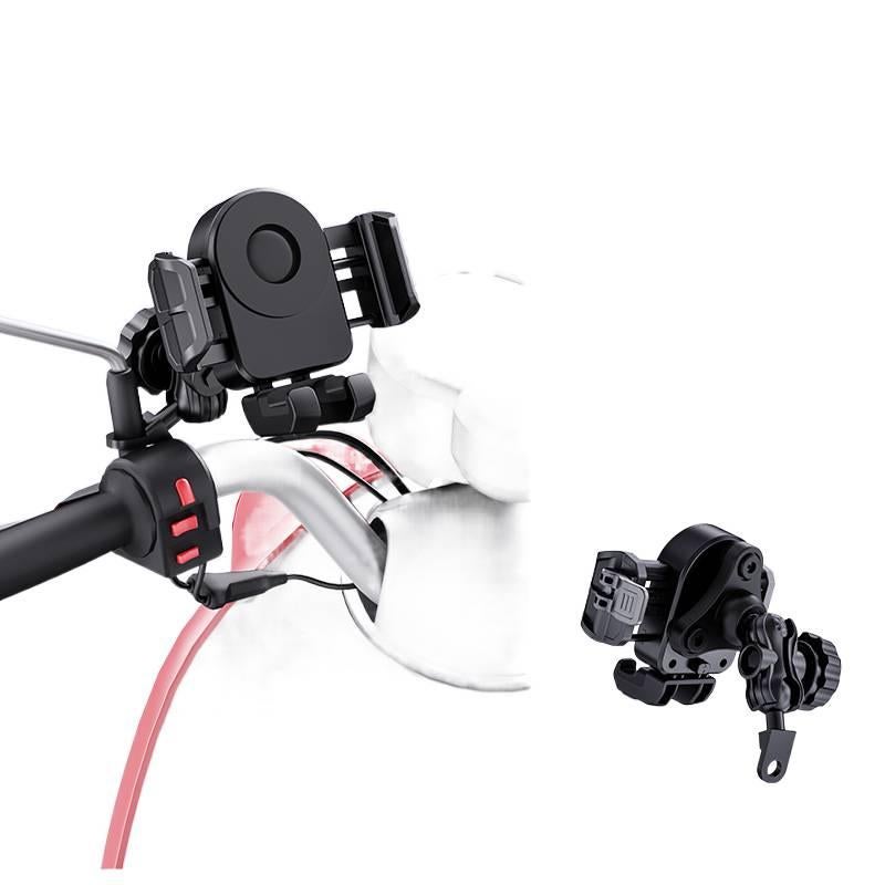 AD Black Motorcycle & Bicycle Phone Holder with Secure Grip for Riding and Navigation and Rearview Mirror Mount for Fits Most Smartphones - Image 1