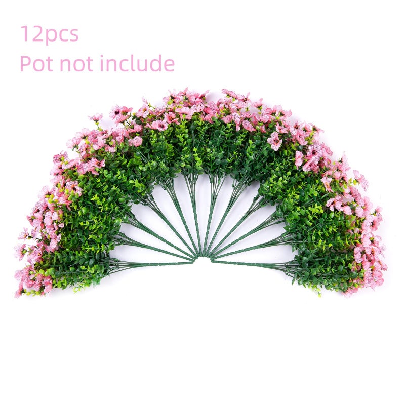 HyeFlora Artificial Flowers for Outdoor Indoor Garden Home Decoration, Faux Flower Daisy with Eucalyptus Leaves Fake Plants Greenery Boxwood Porch Patio, 12 Bundles (Pink) - Image 3