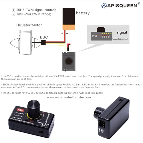 ApisQueen PWM 1-2MS Speed Control Knob Pluse Width Modulator for Underwater Thrusters/Brushless Motors - Image 3