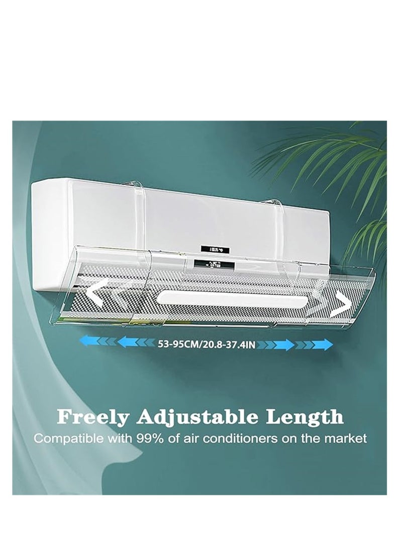Air Conditioner Deflector, Air Conditioning Wind Shield, Split AC Air Conditioning Baffles for Preventing Air Blowing From AC Directly, 53-95cm Adjustable Retractable AC Windshield For Home Office (CLEAR / PET05) - Image 2