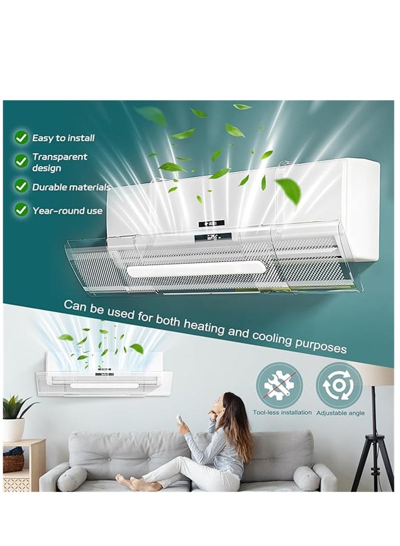 Air Conditioner Deflector, Air Conditioning Wind Shield, Split AC Air Conditioning Baffles for Preventing Air Blowing From AC Directly, 53-95cm Adjustable Retractable AC Windshield For Home Office (CLEAR / PET05) - Image 5