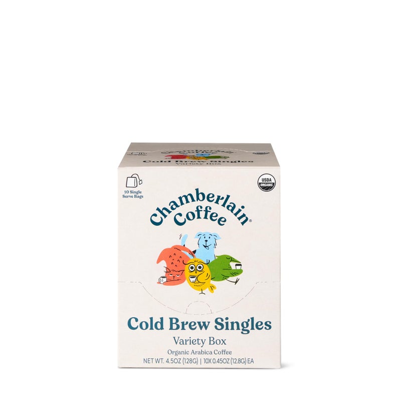 Chamberlain Coffee Variety Box Single Serve Bags - Includes 5 Blends, Original Family, Early Bird, Night Owl, Careless Cat and Social Dog Blends - 10 Single Serve Cold Brew Sachets - Image 2