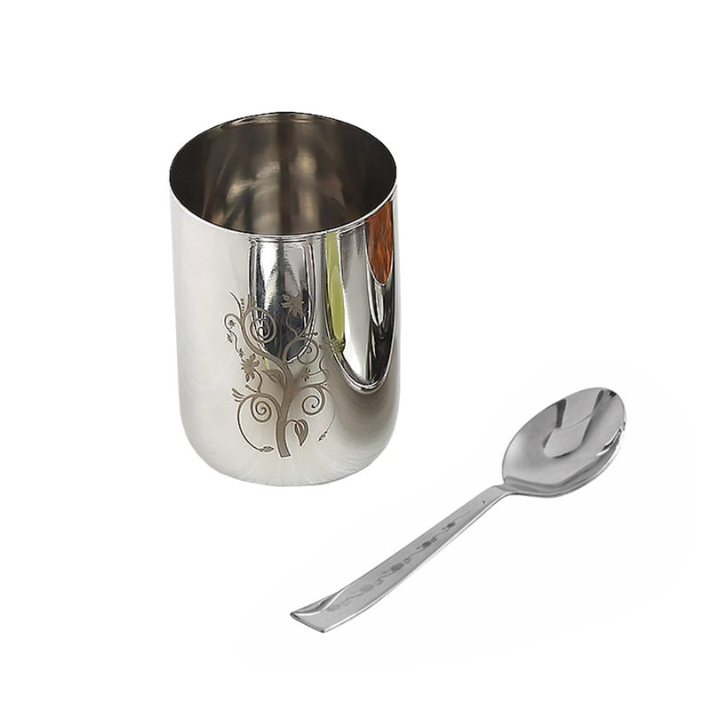 Kraft- follow your imagination Kraft Radiant Traditional Stainless Steel Dinner Set of 1 Thali 6 Pcs Premium Elegant Design Mirror Finish Food Grade Toxin Free 2 Year Warranty Silver - Image 4